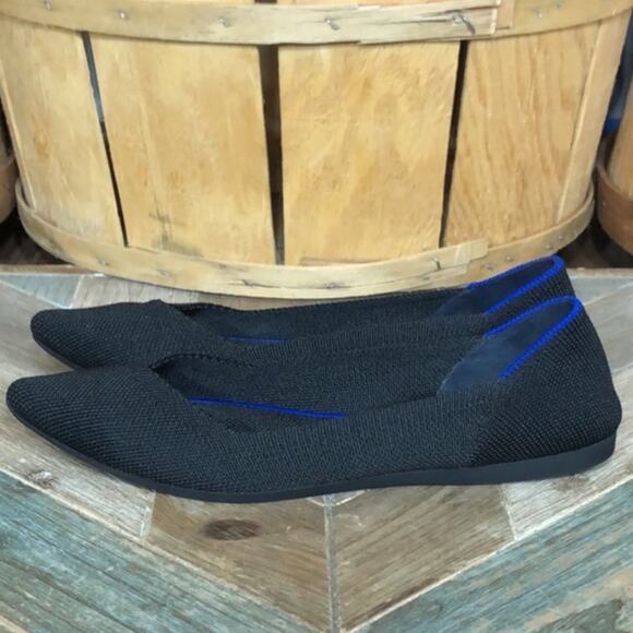 Rothy’s The Point Black Pointed Toe Synthetic Slip-On Ballet Flats Womens Size 6 - Picture 2 of 11